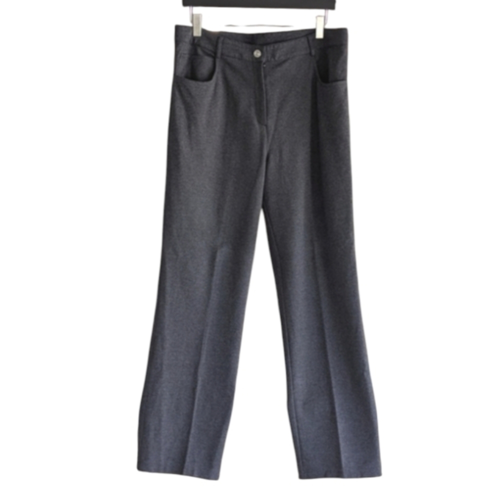St. John 10 Gray Trousers Ponte Knit Pants Classic Luxury Stretch Essential Pant